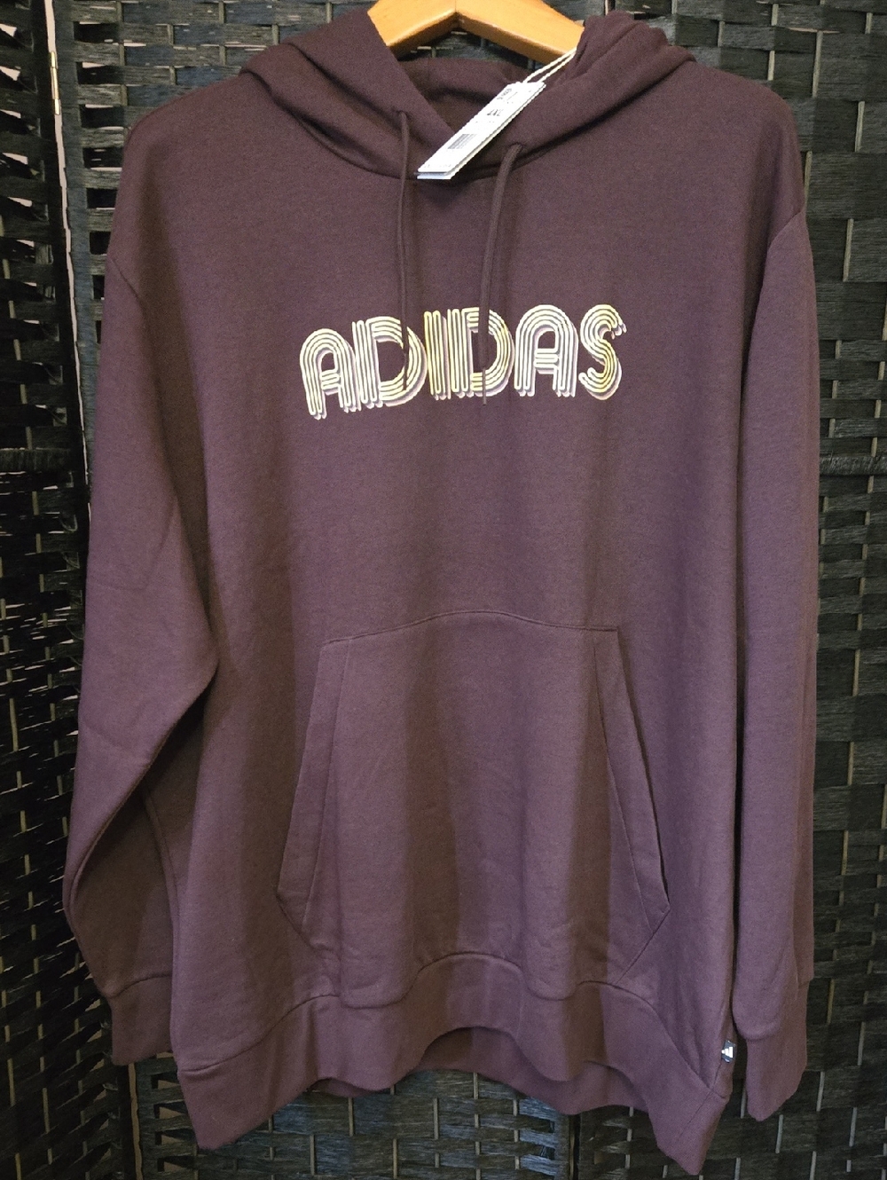 adidas Brown Pullover Hoodie with Yellow Logo Mens 3XL 4XL  NWT